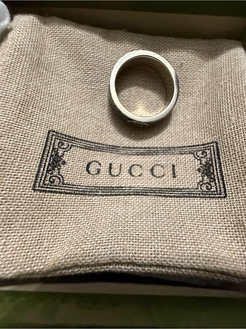 Gucci Silver Band Ring with Turquoise Inlay - Picture 5 of 10